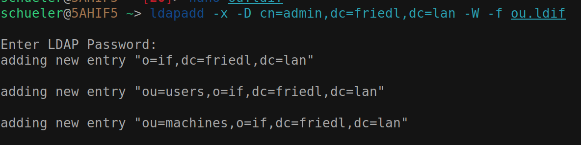 result of command: success