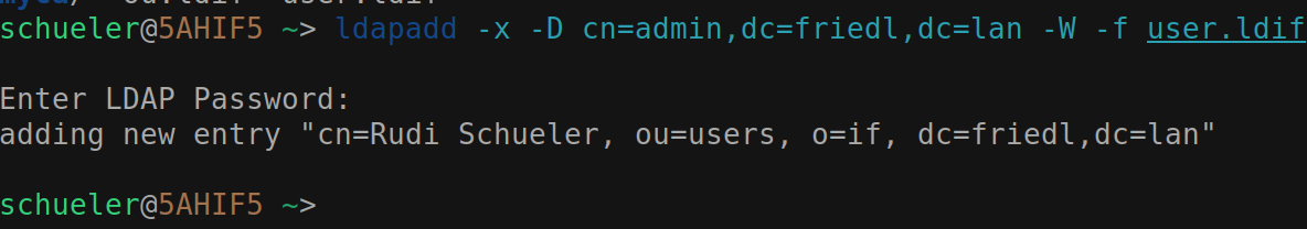 result of command: success