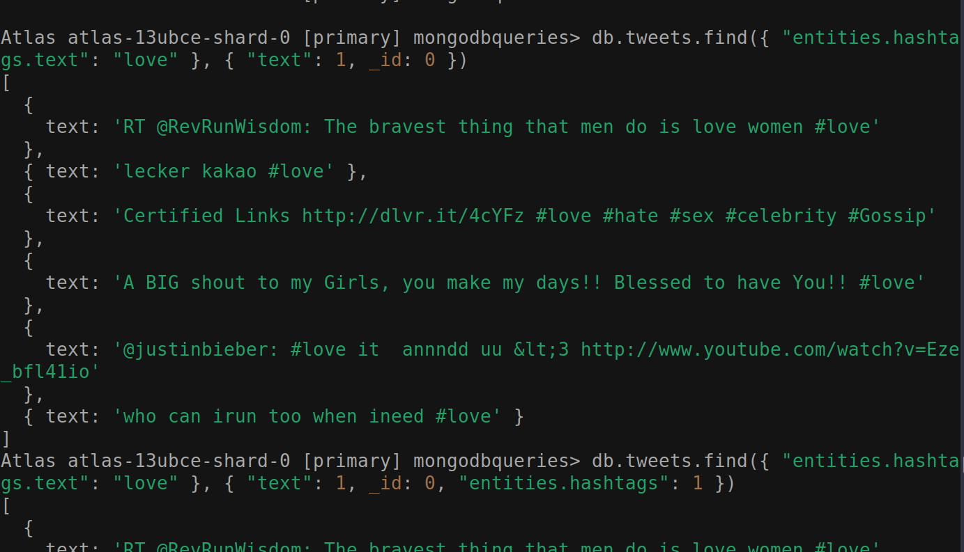 tweets with hashtag love (case-sensitive)