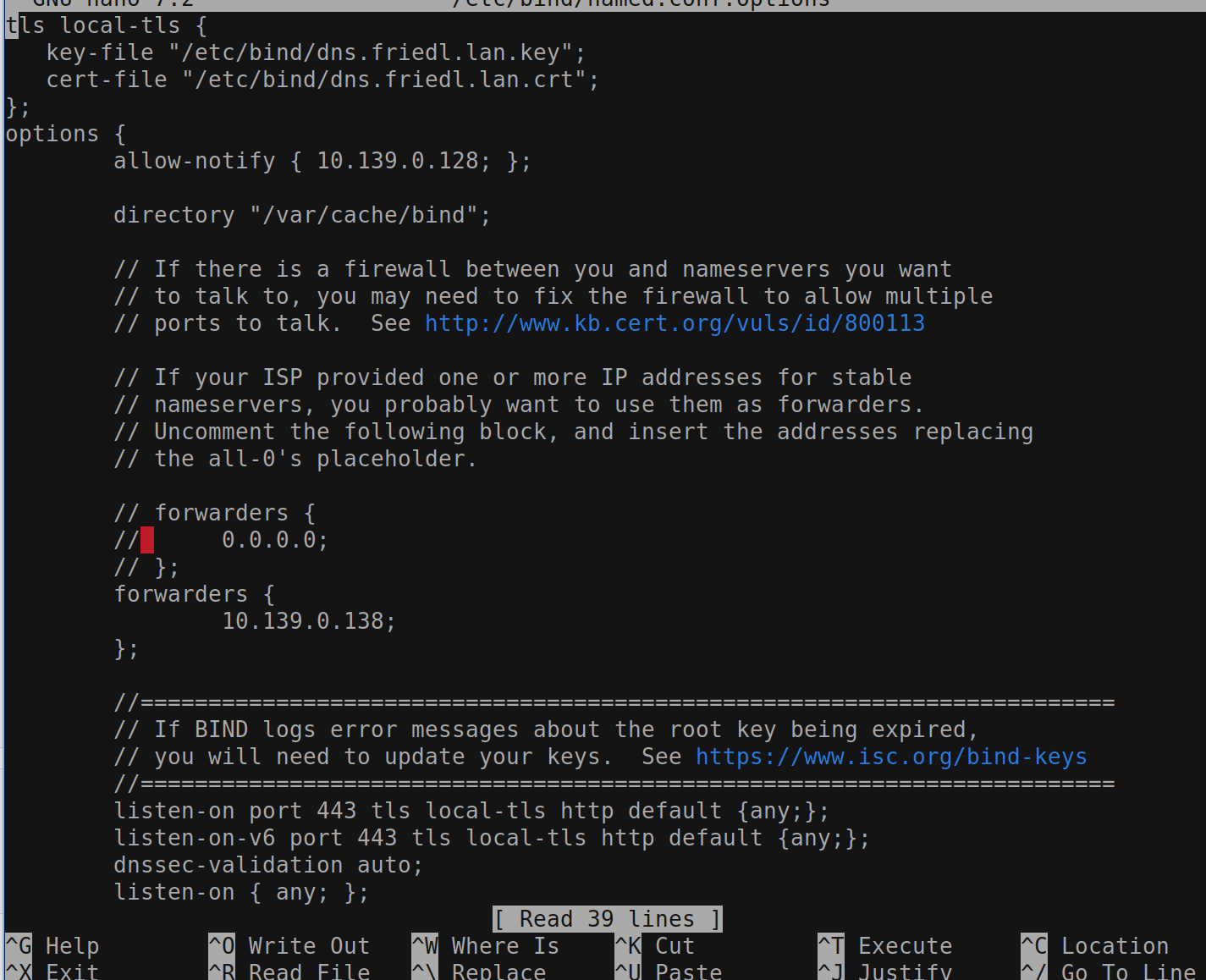 edit named.conf.options