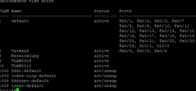 show vlan brief